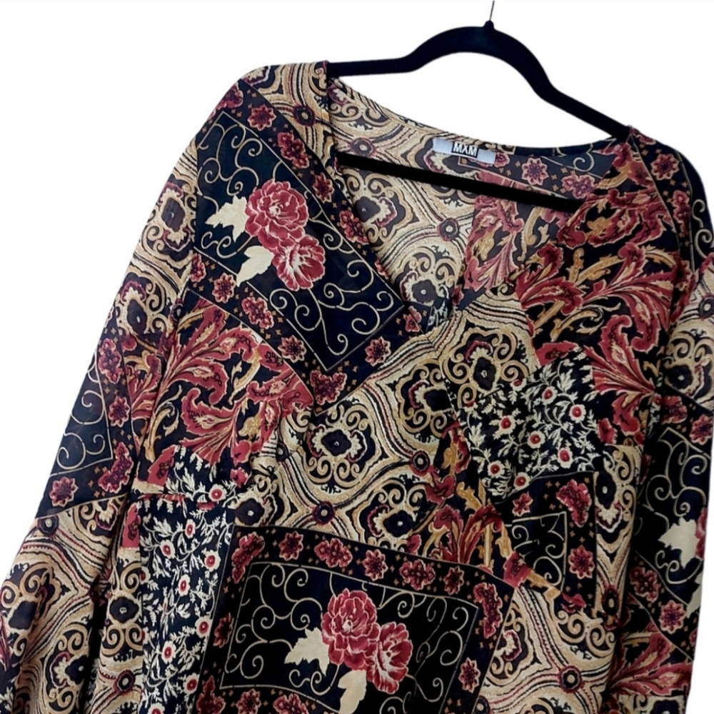 Vintage Paisley Print Floral Blouse Bellsleeves - Picture 5 of 5